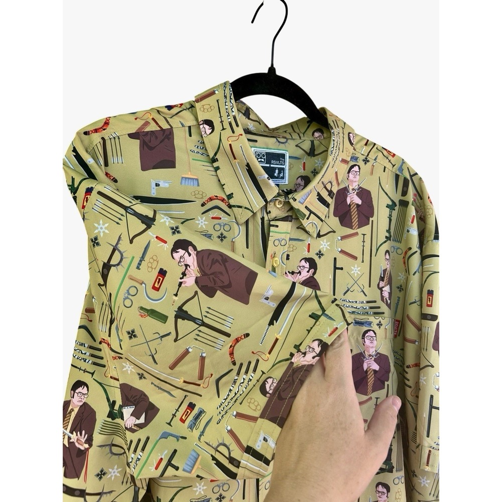 RSVLTS The Office Dwight Schrute Comedy Shirt Mens XXXL Button Down Stretch NWOT - Picture 4 of 7